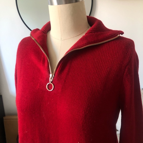 *SOLD* Red Quarter Zip Sweater - Picture 3 of 8